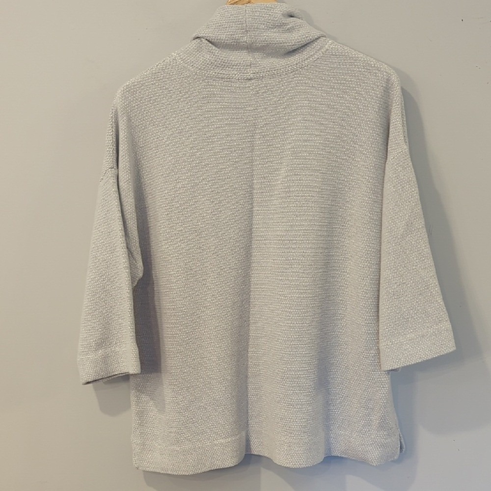 J. Jill Knit Sweatshirt‎ 3/4 Sleeve Funnel Neck Gray size Medium image 7